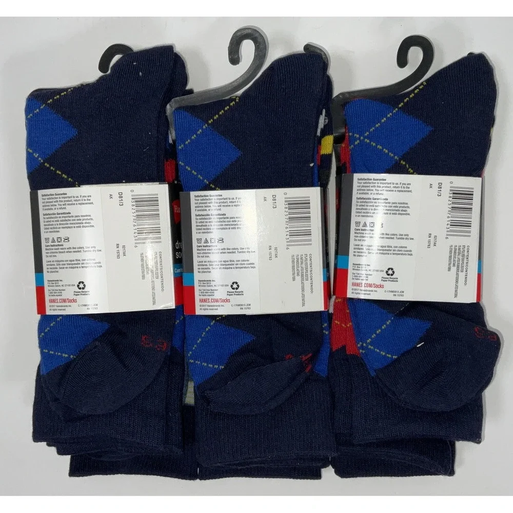 NIP Lot 9 Pairs Hanes Comfort‎ Blend Lightweight Dress Socks Size 6-12